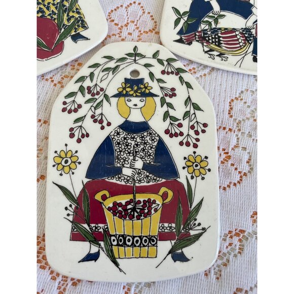 Vintage 1960s Set of 3 Wall Plates Turi Design Mons og Mille Figgjo FF Norway - Picture 2 of 12